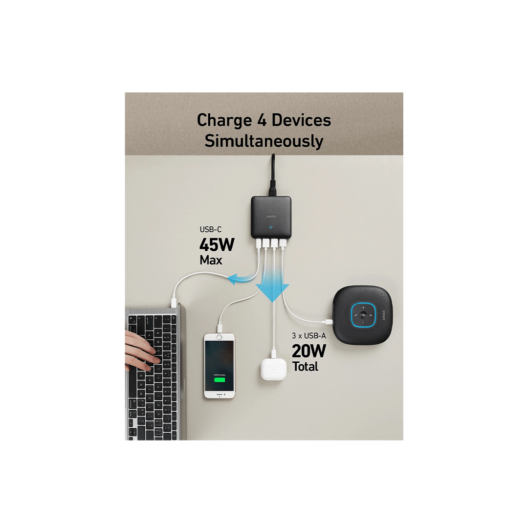 Anker PowerPort Slim 65W PD+4 Charger, 65W 4 Port PIQ 3.0&GaN Fast Charger Adapter in Qatar Anker PowerPort Slim 65W PD+4 Charger, 65W 4 Port PIQ 3.0&GaN Fast Charger Adapter in Qatar